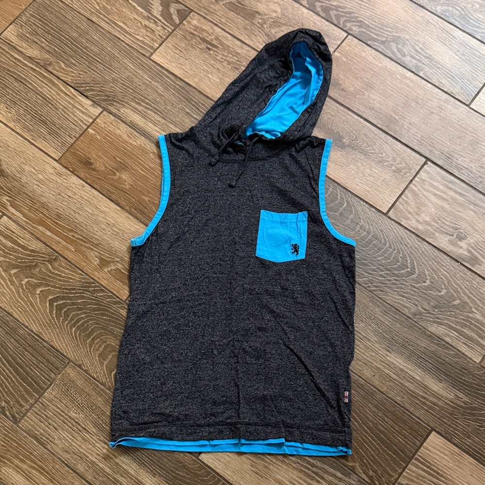 English Laundry Black and Blue Hooded Tank Top - Small